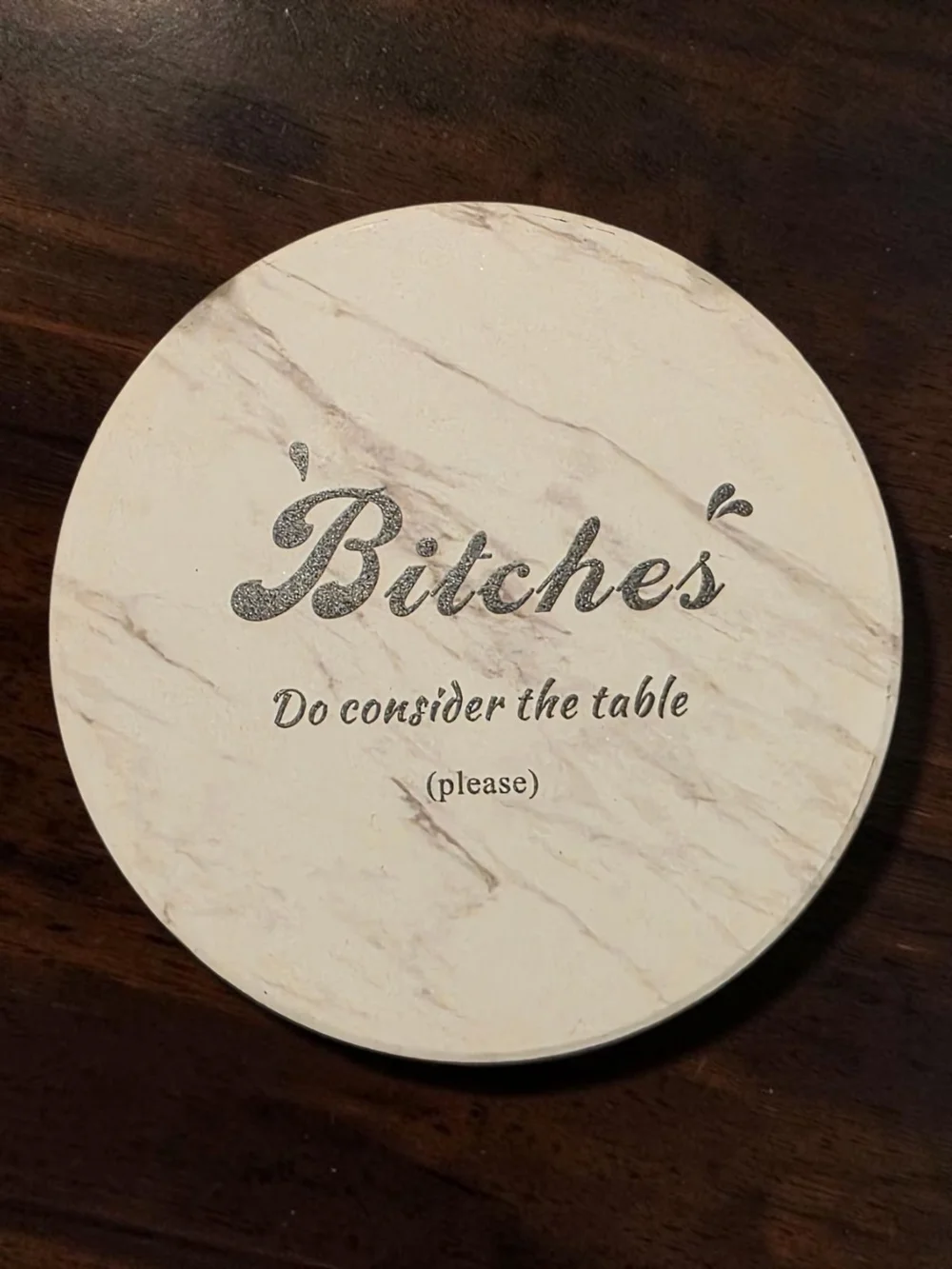 Sassy Marble Coaster Set with Black Metal Holder